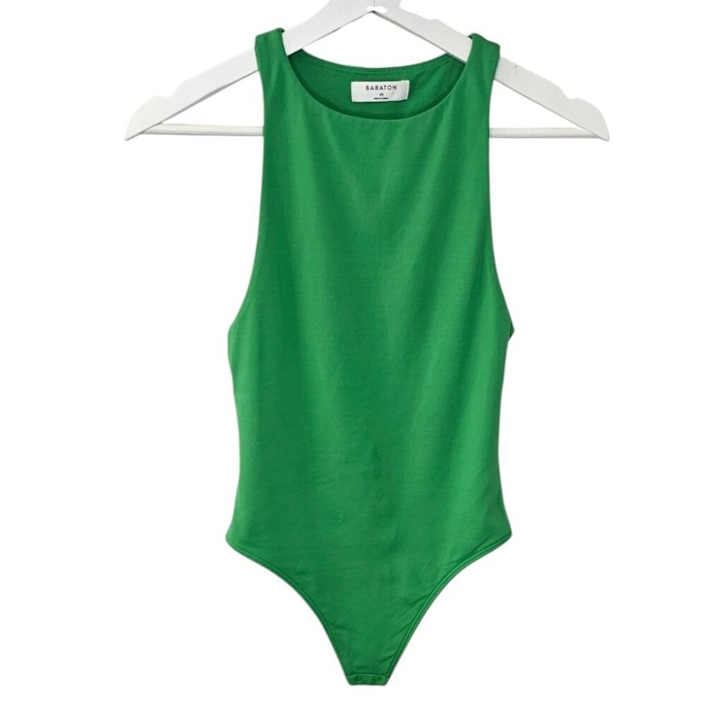 Babaton Green Sleeveless Scoop Neck Bodysuit